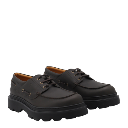 Coffee Brown Front Button Fastening Moc Stitching