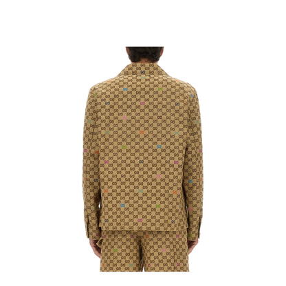 Canvas Jacket in Camel and Dark Brown