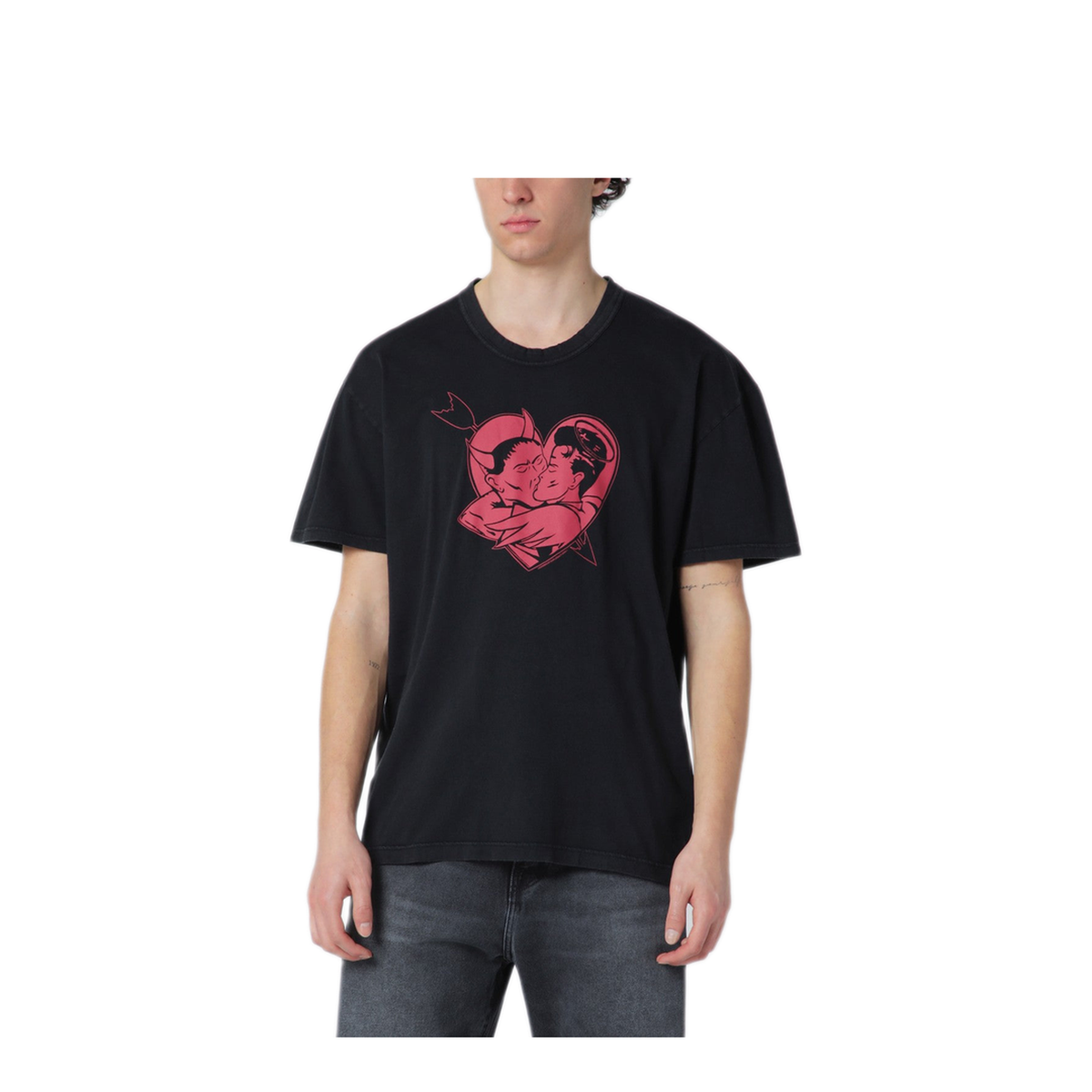 MAYFEYR - Our Legacy - Black T Shirt With Love Story Print - M2266LLCOLS