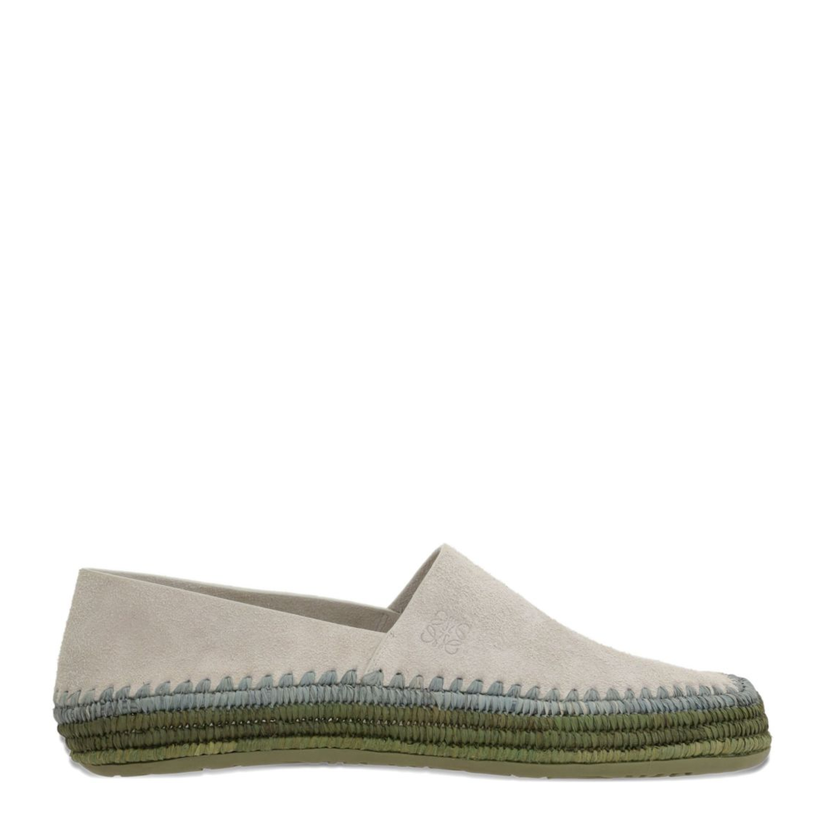 Rio Suede and Raffia Slippers Grey