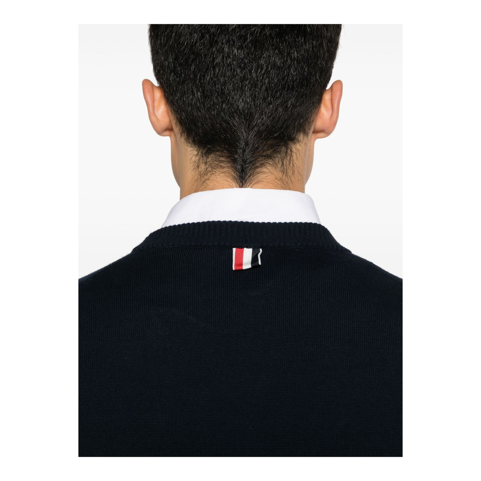 Navy Blue Cotton Fine Knit Sweater