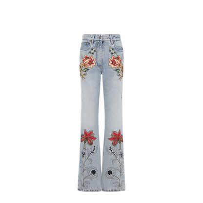 MAYFEYR - Valentino - Denim 5 Pockets Embroidered Flowers Jeans - 8B3DD2AX9YC508