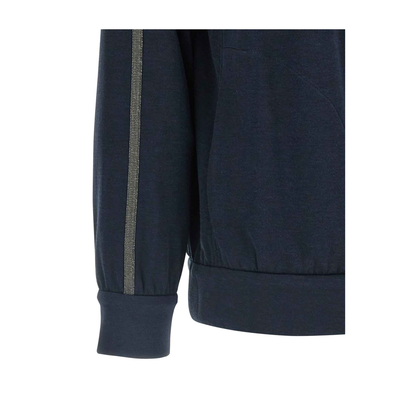 Cotton Blend Zip Hoodie Blue