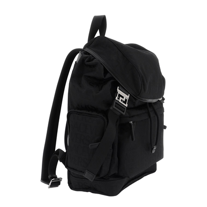 All Over Logo Nylon Backpack - Black