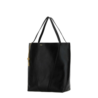 MAYFEYR - Chloè - Black Leather Large Spin Shopping Bag - CHC25SS810N84001