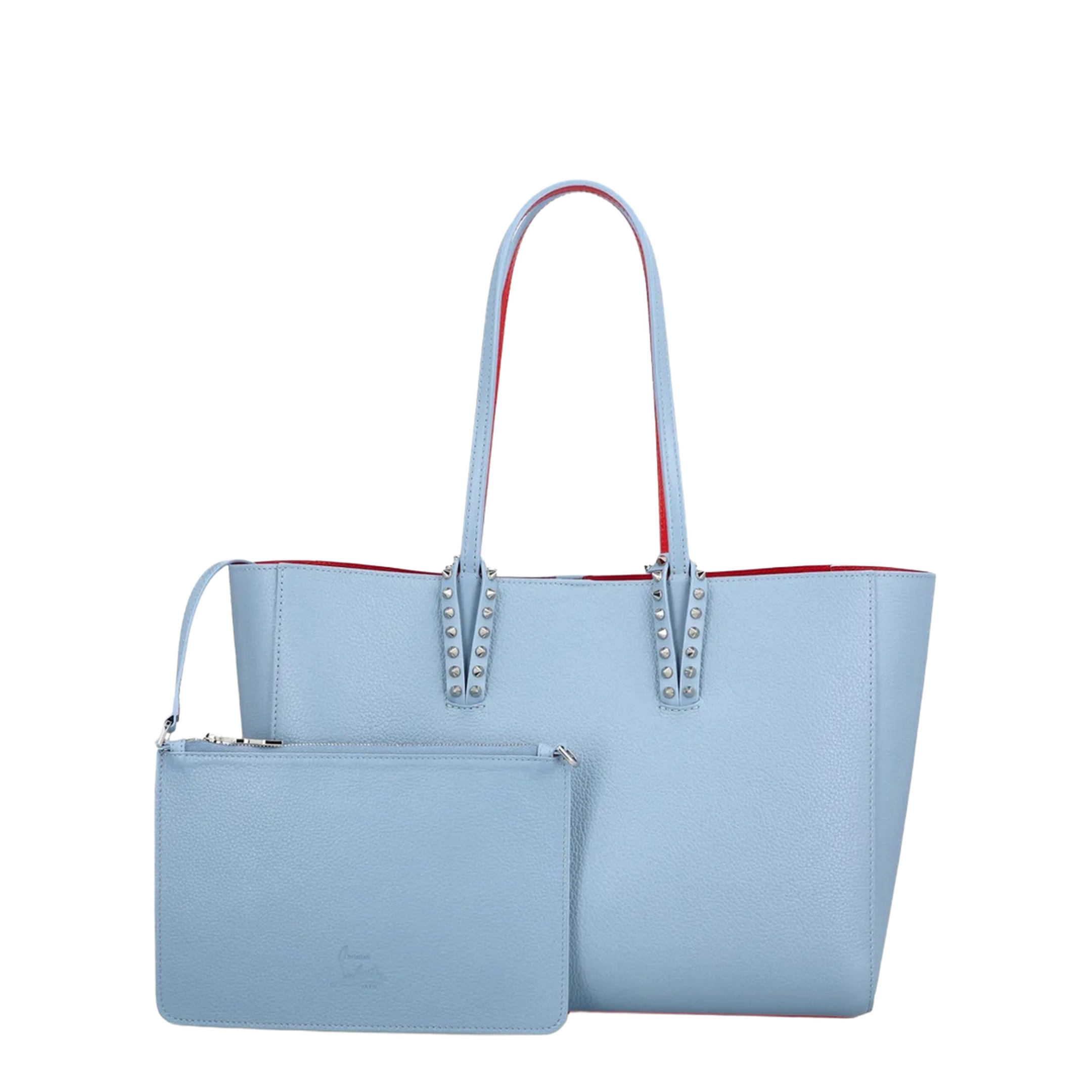 Cabata Small Grained Calf Leather Tote - Ceruleo / Silver