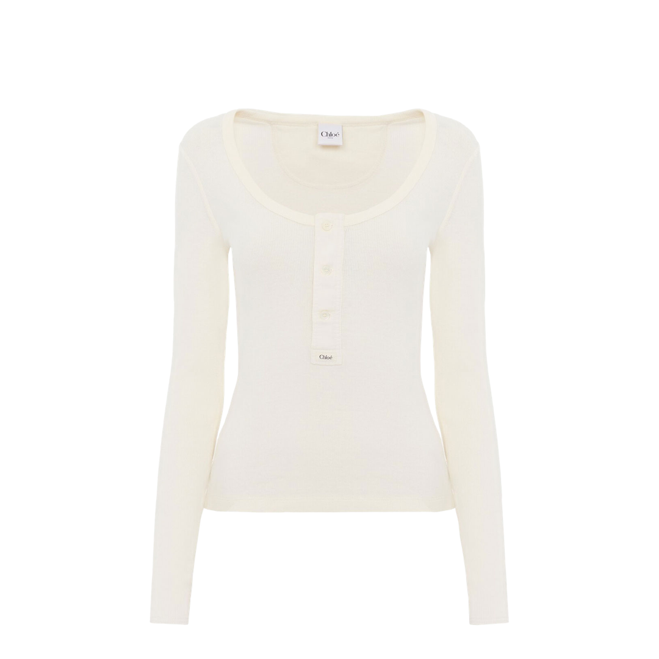 MAYFEYR - Chloè - Scoop-Neck Cotton Jersey Henley Top - CH26SJH29185