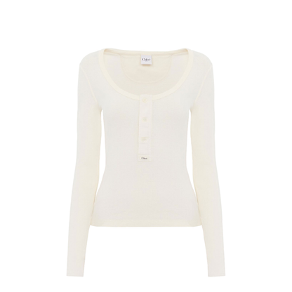 MAYFEYR - Chloè - Scoop-Neck Cotton Jersey Henley Top - CH26SJH29185