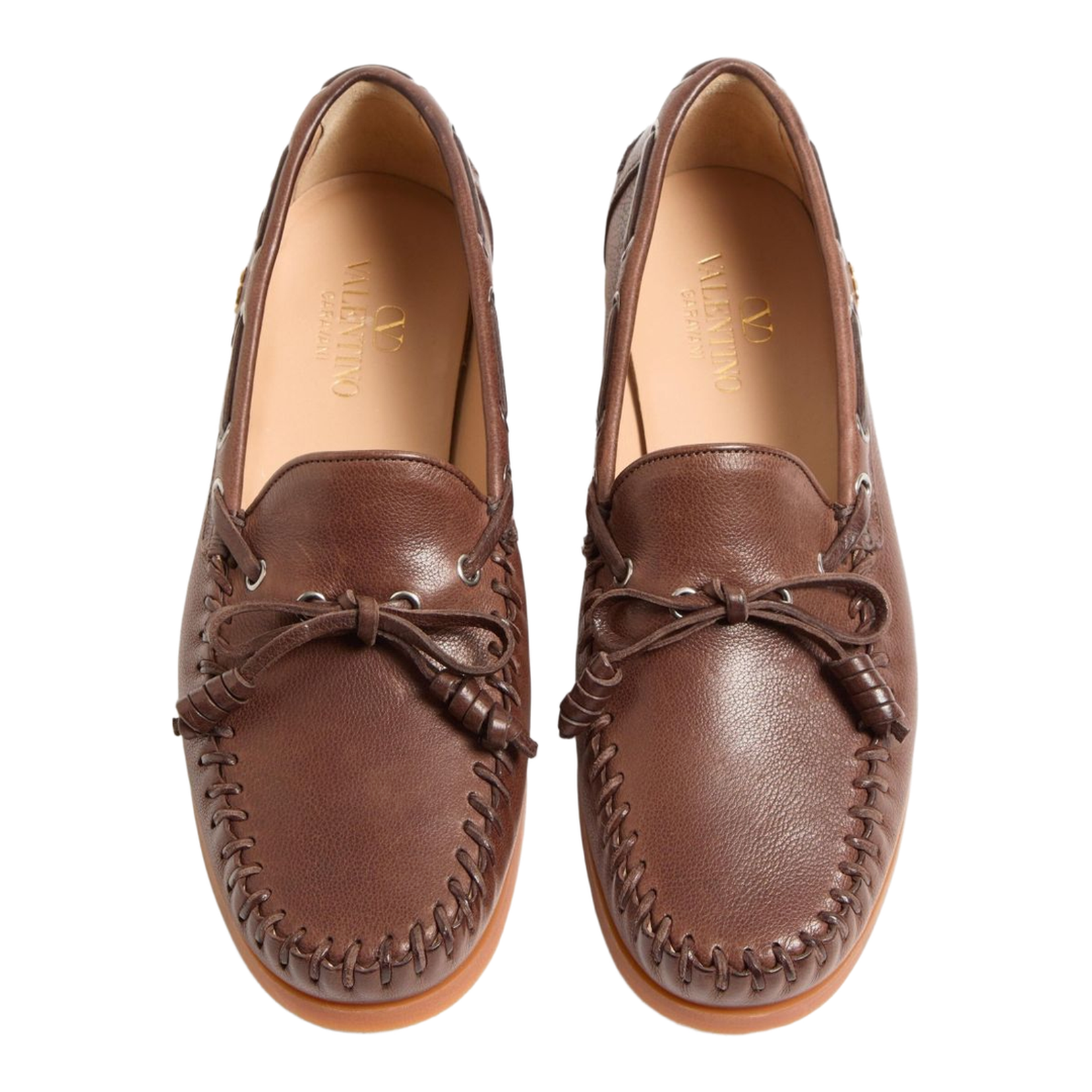 Brown Slip-On Style Bow Detailing VLogo Signature Round Toe