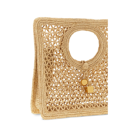 Le Petit Carré Spiaggia Raffia Top-Handle Bag - Natural