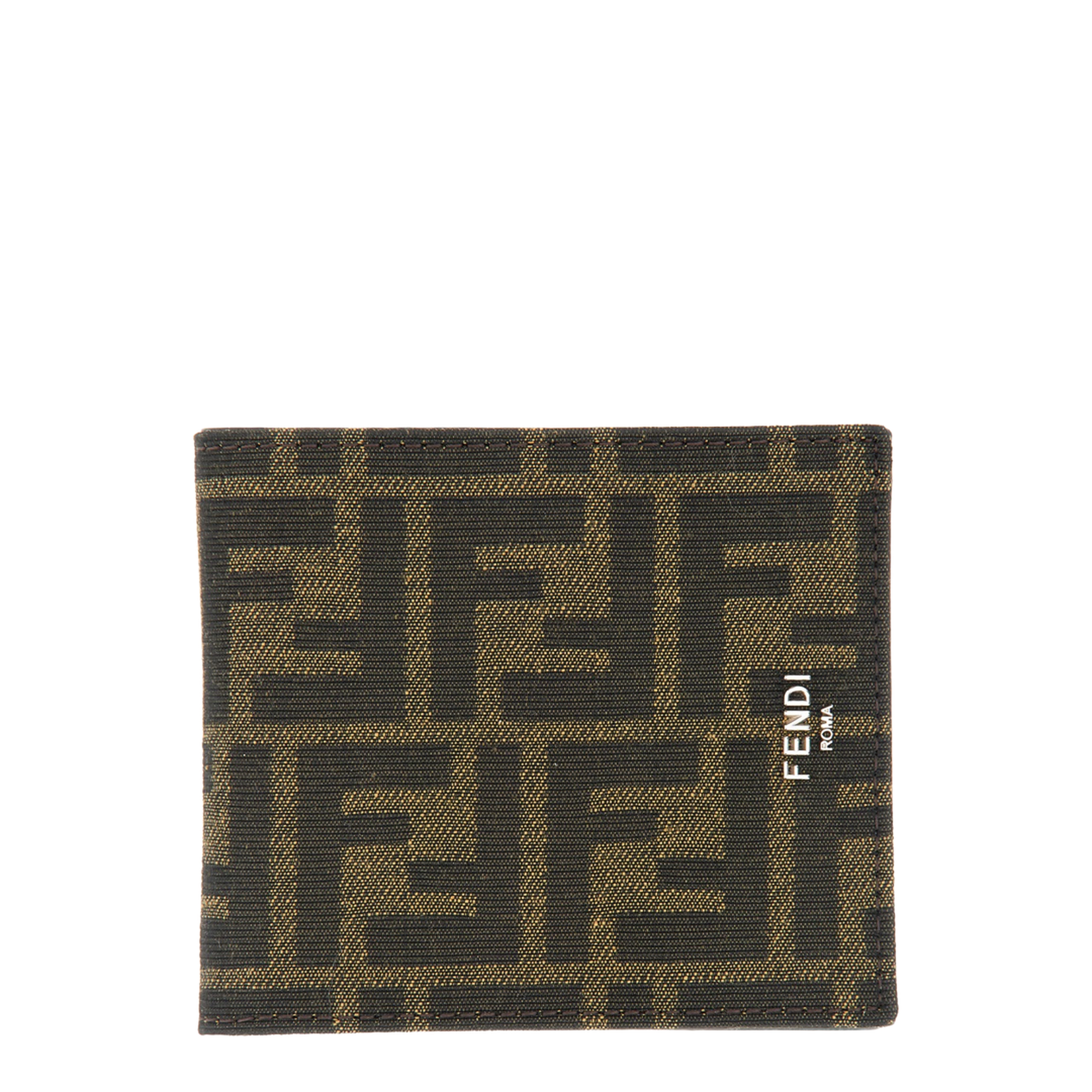 FF Jacquard Bi-Fold Wallet - Marrone