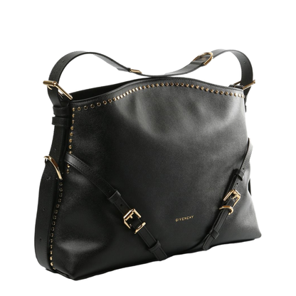 Voyou Studded Buckle Medium Shoulder Bag - Black