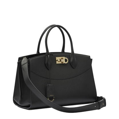 Studio Soft Large Calf Leather Top-Handle Bag - Nero