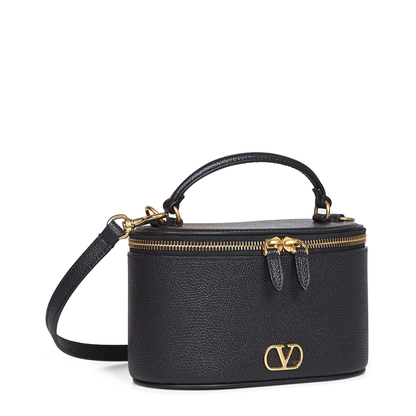 VLogo Signature Mini Vanity Bag Grainy Calfskin - Black