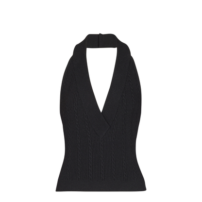 Cable-knit halterneck top