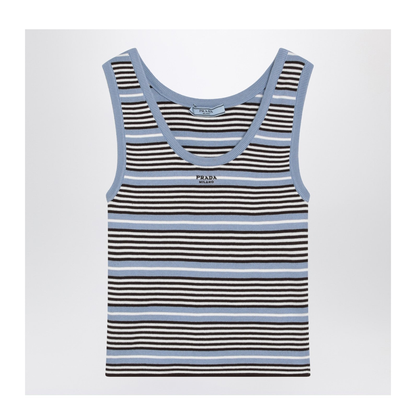 Light Blue and White Striped Tank Top