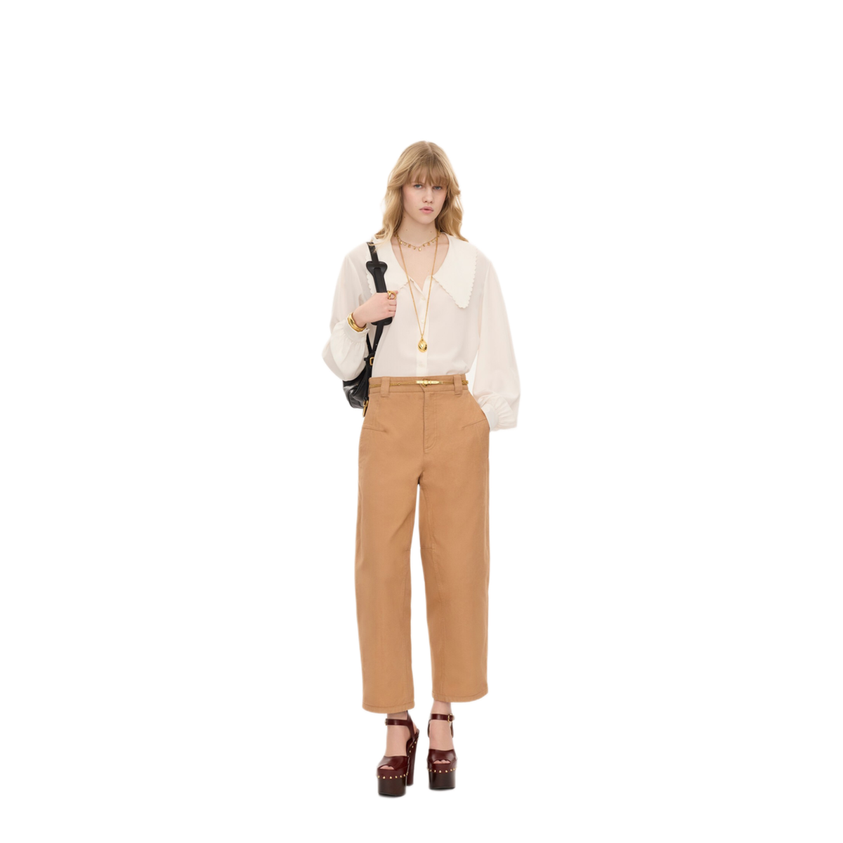 Barrel-Leg Pants In Cotton Canvas