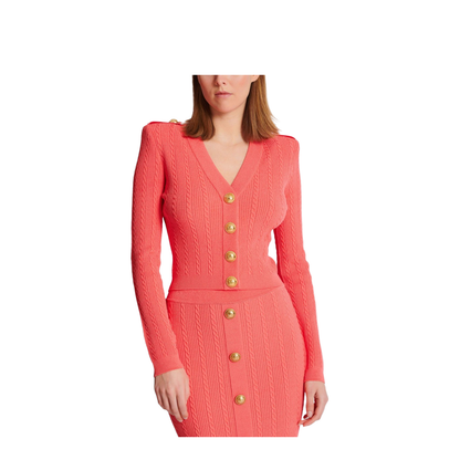 Long-sleeved cable-knit cardigan