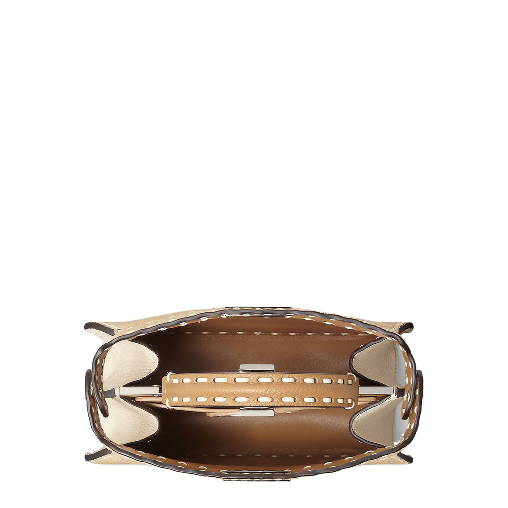 Peekaboo ISeeU Small Leather Top Handle Bags - Beige