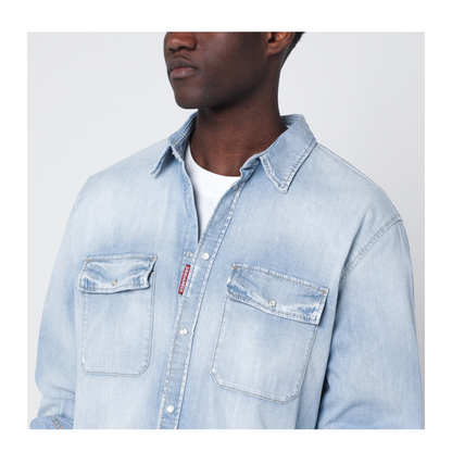 Light Blue Washed Denim Shirt