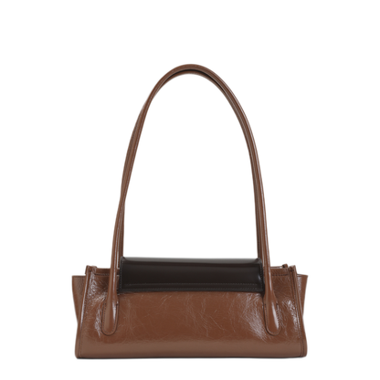 Trunkette Calf Leather Shoulder Bag - RAW SIENNA REDWOOD