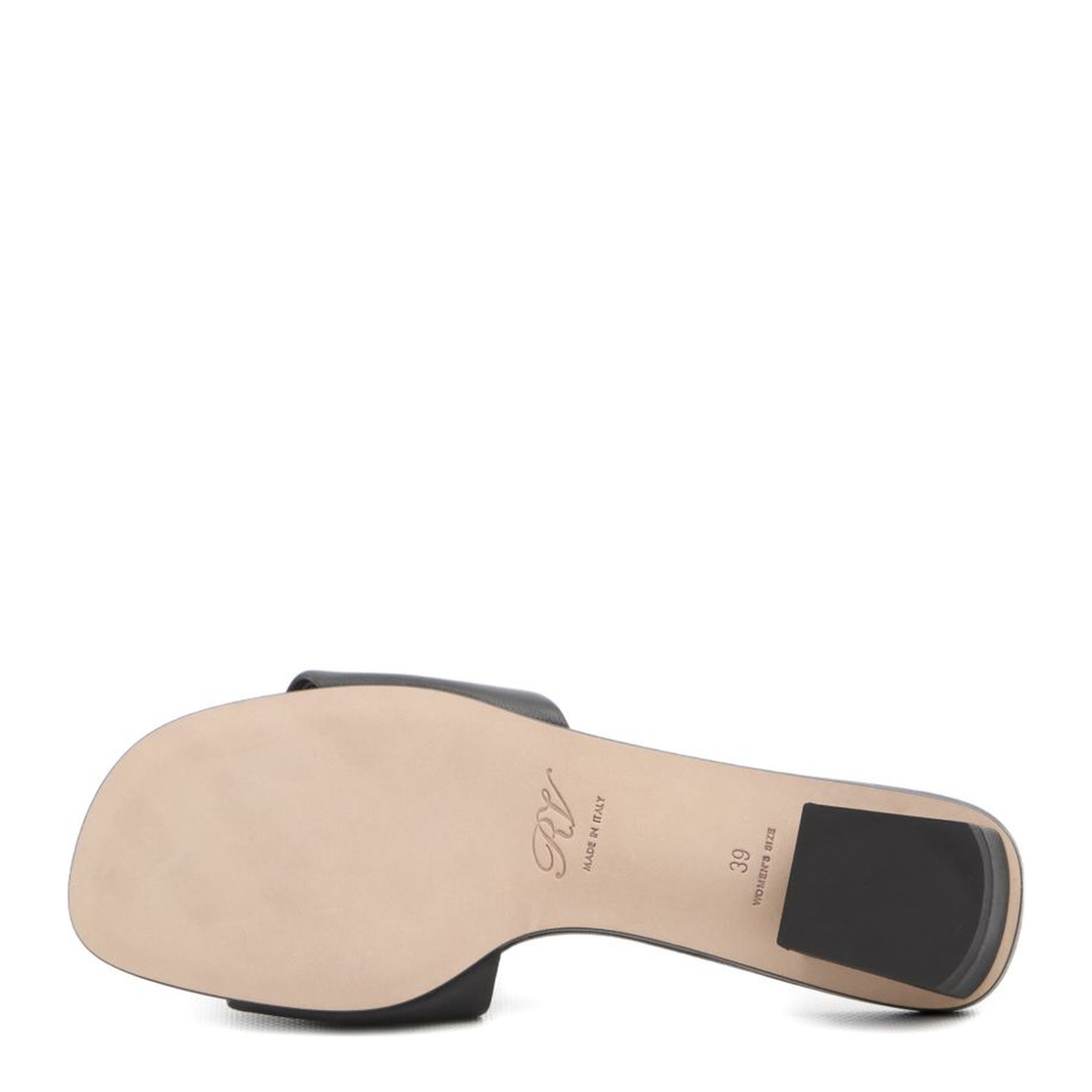 Square Buckle Leather Slides