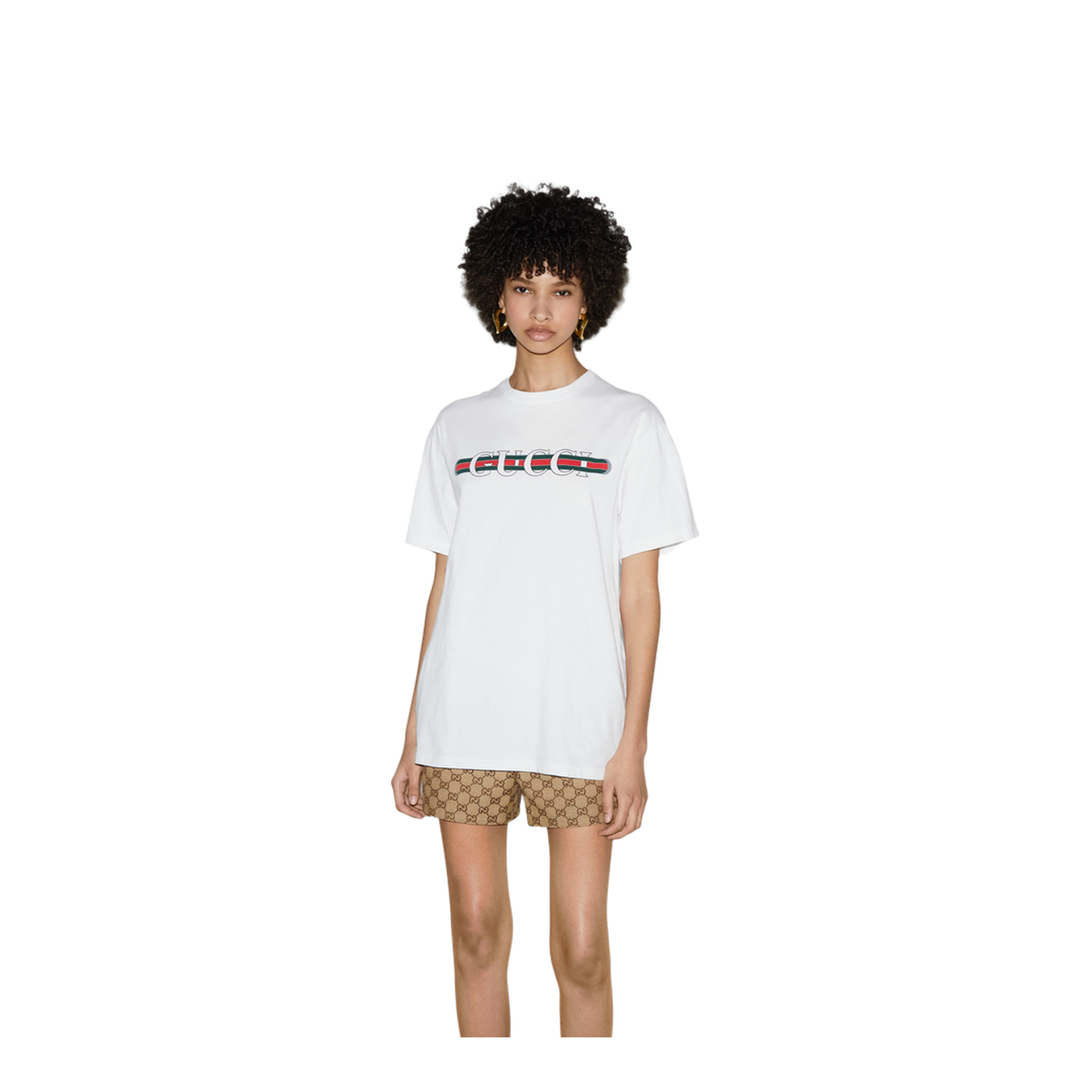 Printed Cotton Jersey T-Shirt in White