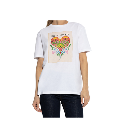 Cotton T-Shirt with Print and Embroidery