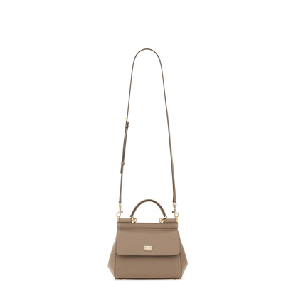 Sicily Medium Calfskin Handbag - Fango