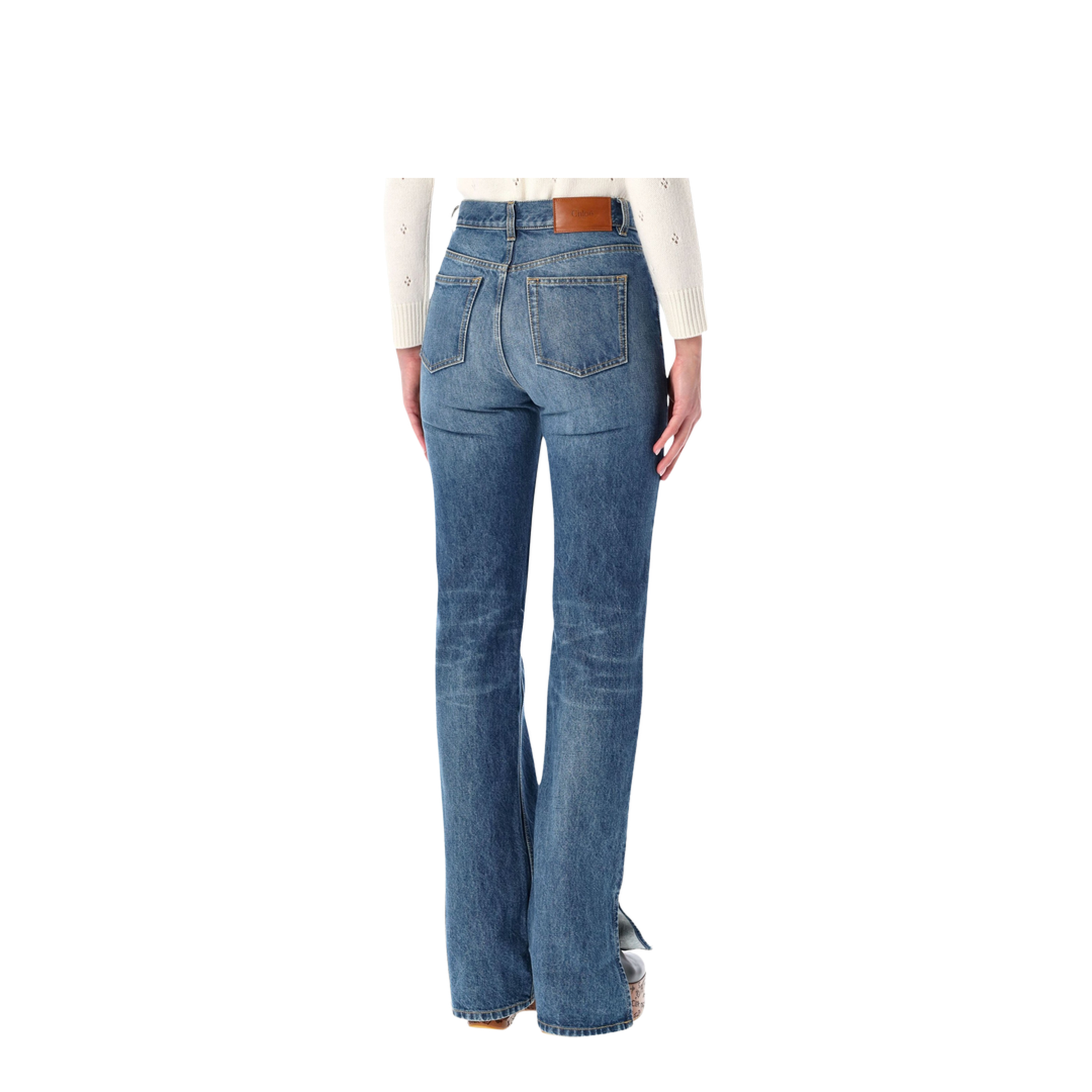 Straight-leg denim jeans