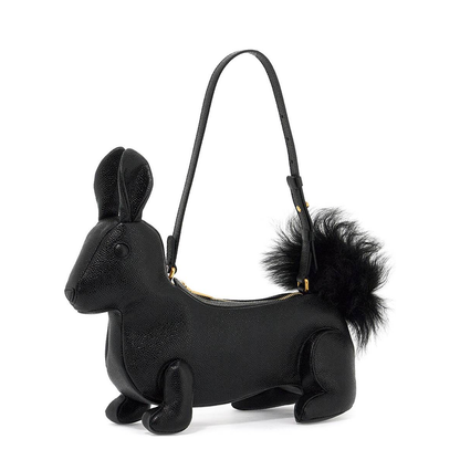 Rabbit Baguette Leather Shoulder Bag