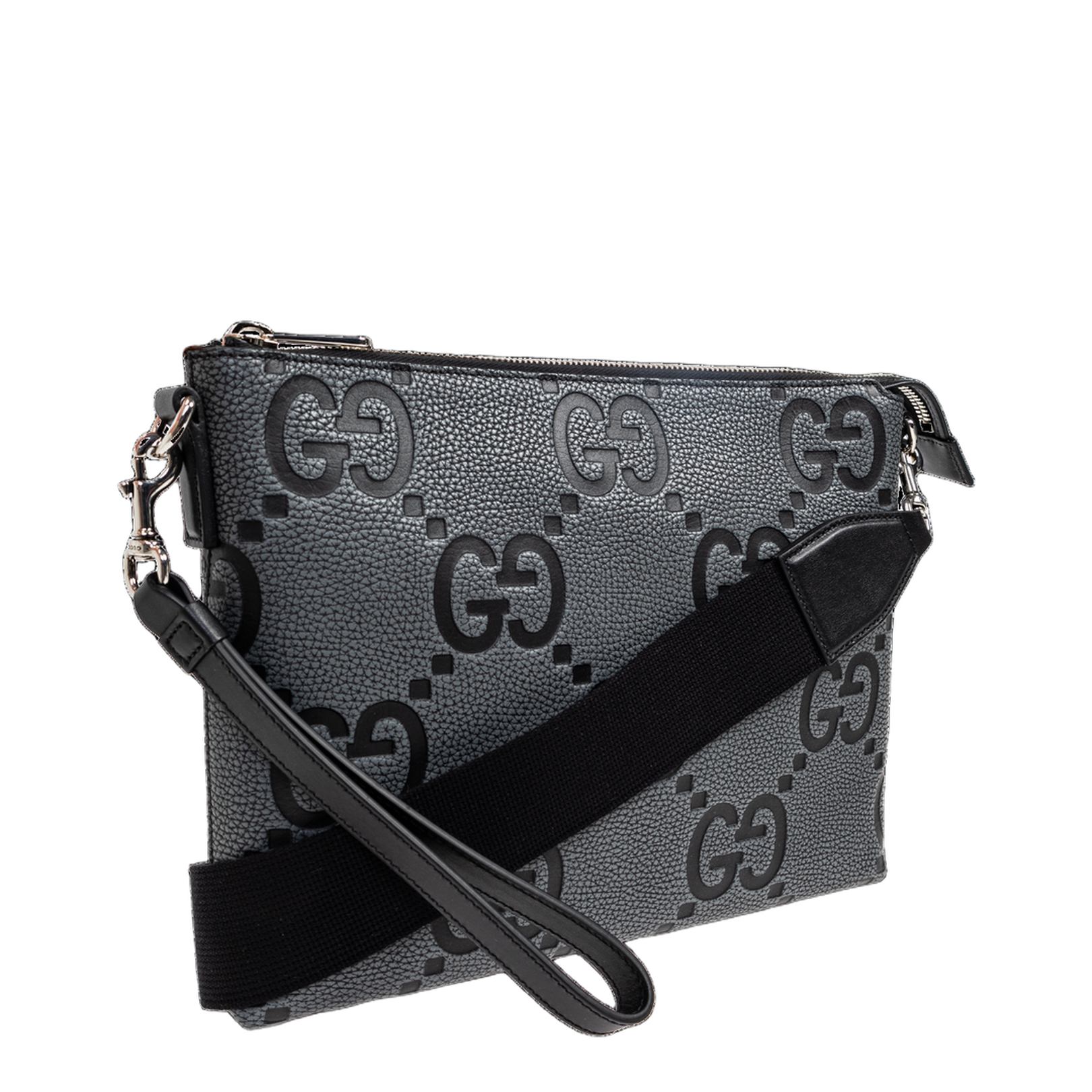 GG Jumbo Leather Crossbody Bag - Gray