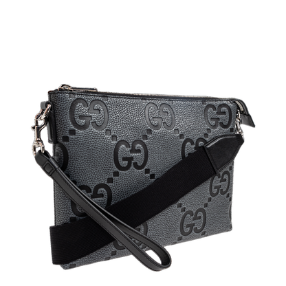 GG Jumbo Leather Crossbody Bag - Gray