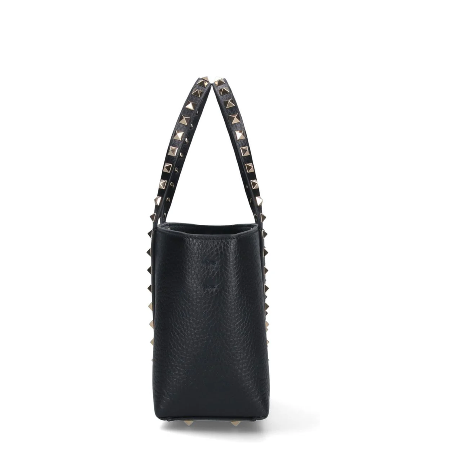 Black Leather Small Rockstud Shopping Bag
