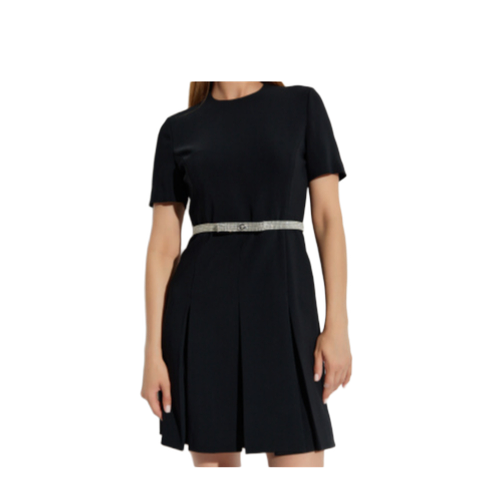 Crystal-Embellished Belt Cocktail Dress