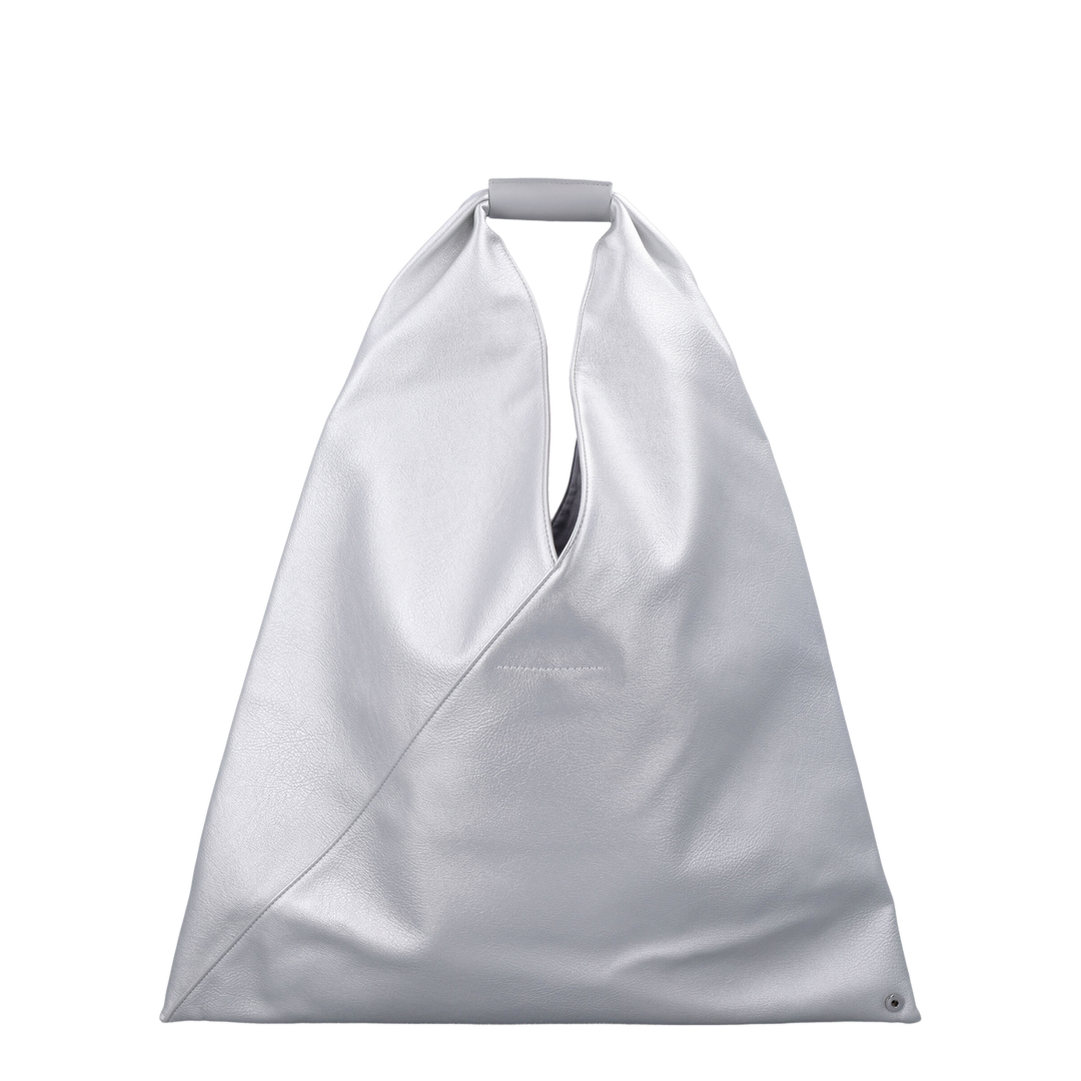 Medium Japanese Bag in Silver Eco-Leather