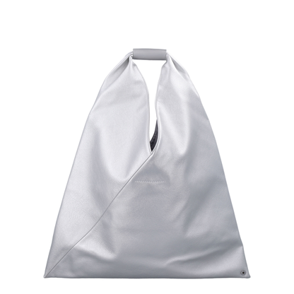 Medium Japanese Bag in Silver Eco-Leather