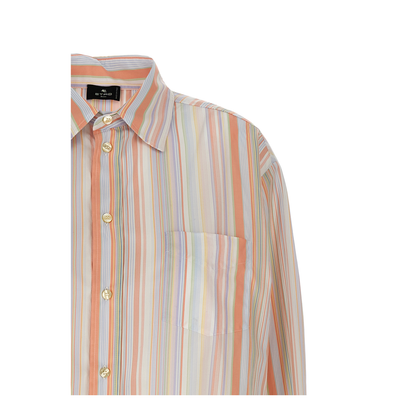 Cotton Silk Striped Shirt