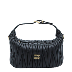 Matelassé Nappa Leather Pouch - Black