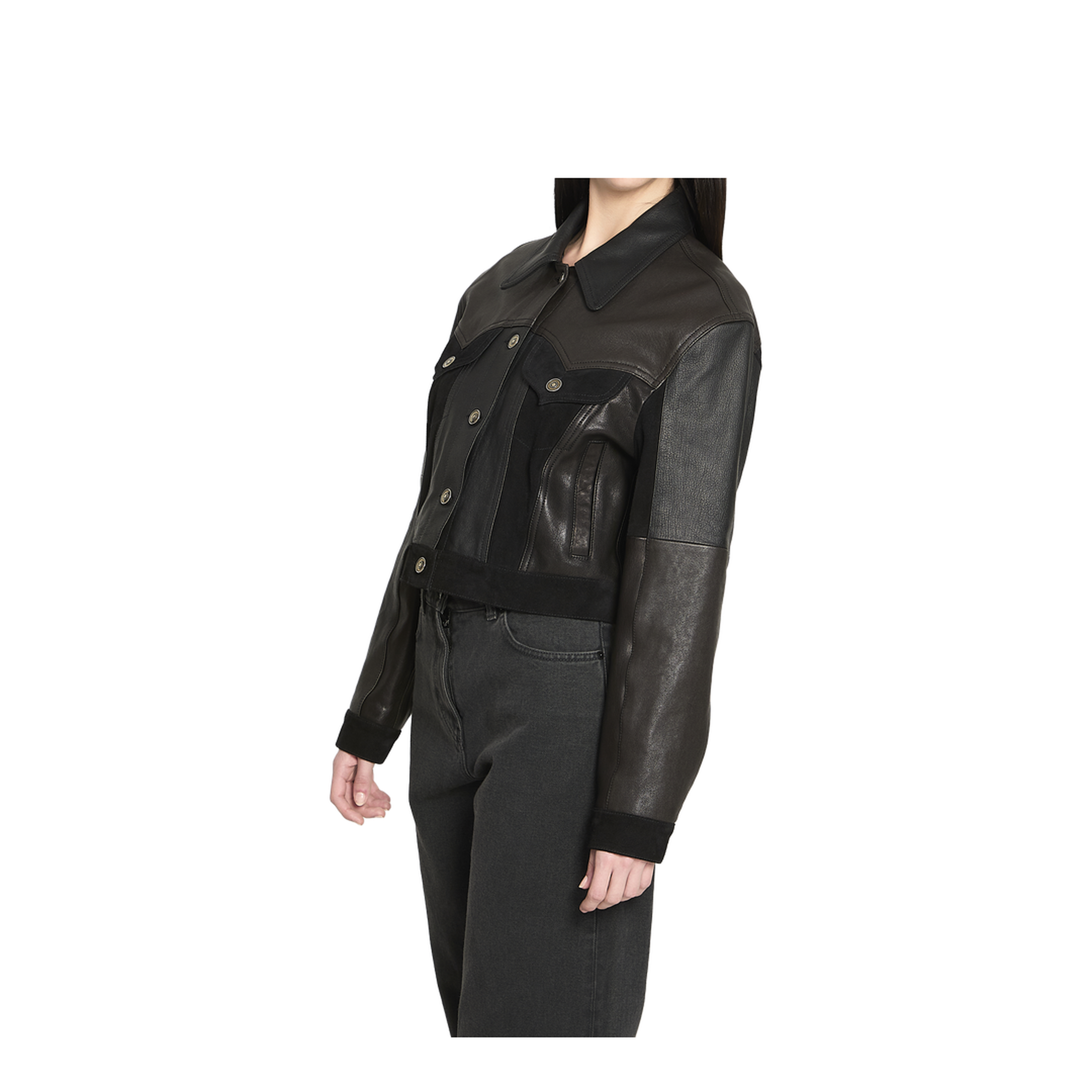 Slim-fit leather blouson
