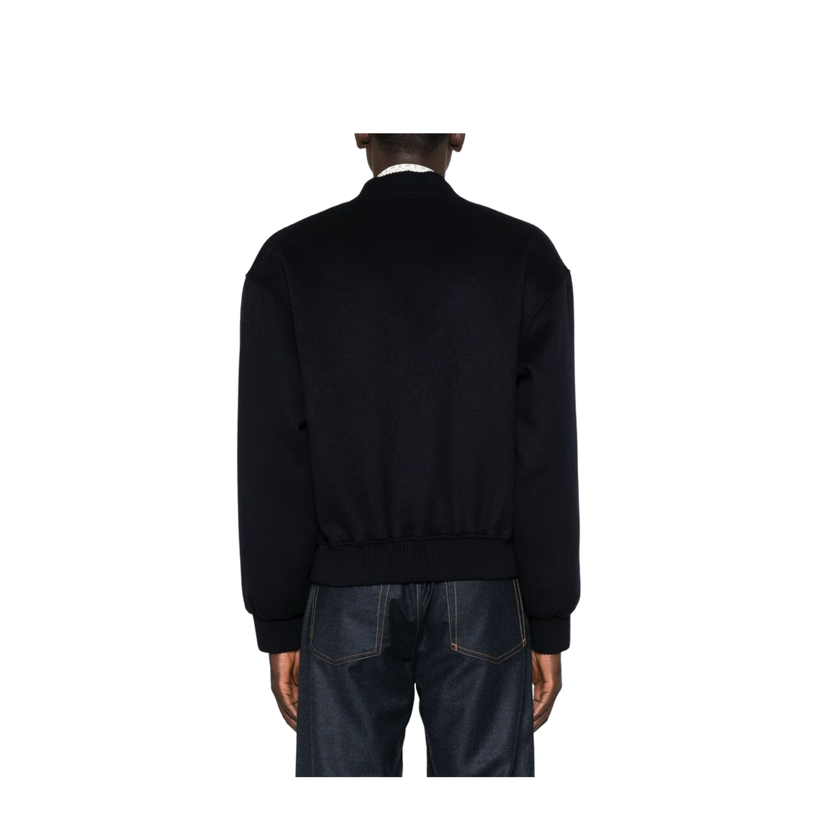 Black Ribbed Hem and Cuffs Zip Fastening Jacket