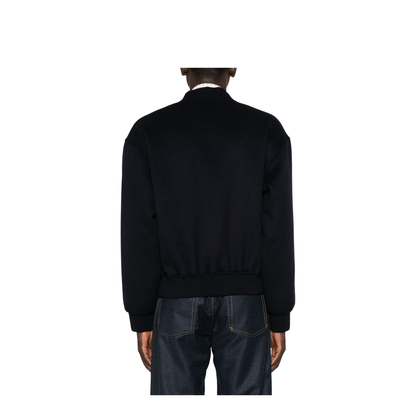 Black Ribbed Hem and Cuffs Zip Fastening Jacket