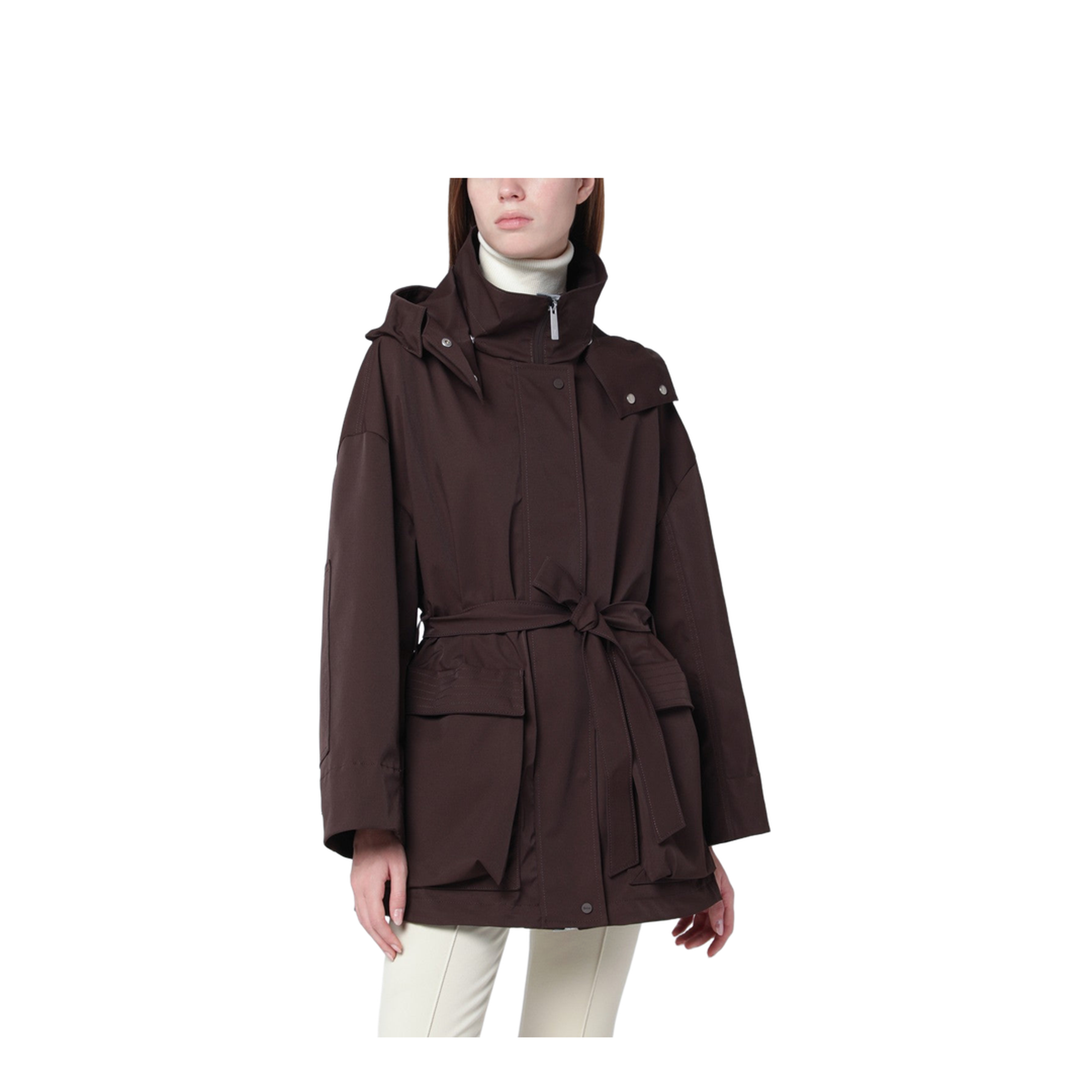 Short Laminar Coffee-Colored Parka
