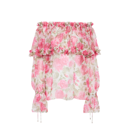 MAYFEYR - Chloè - Off-The-Shoulder Puff-Sleeve Top In Silk Mousseline - CH26UH123278