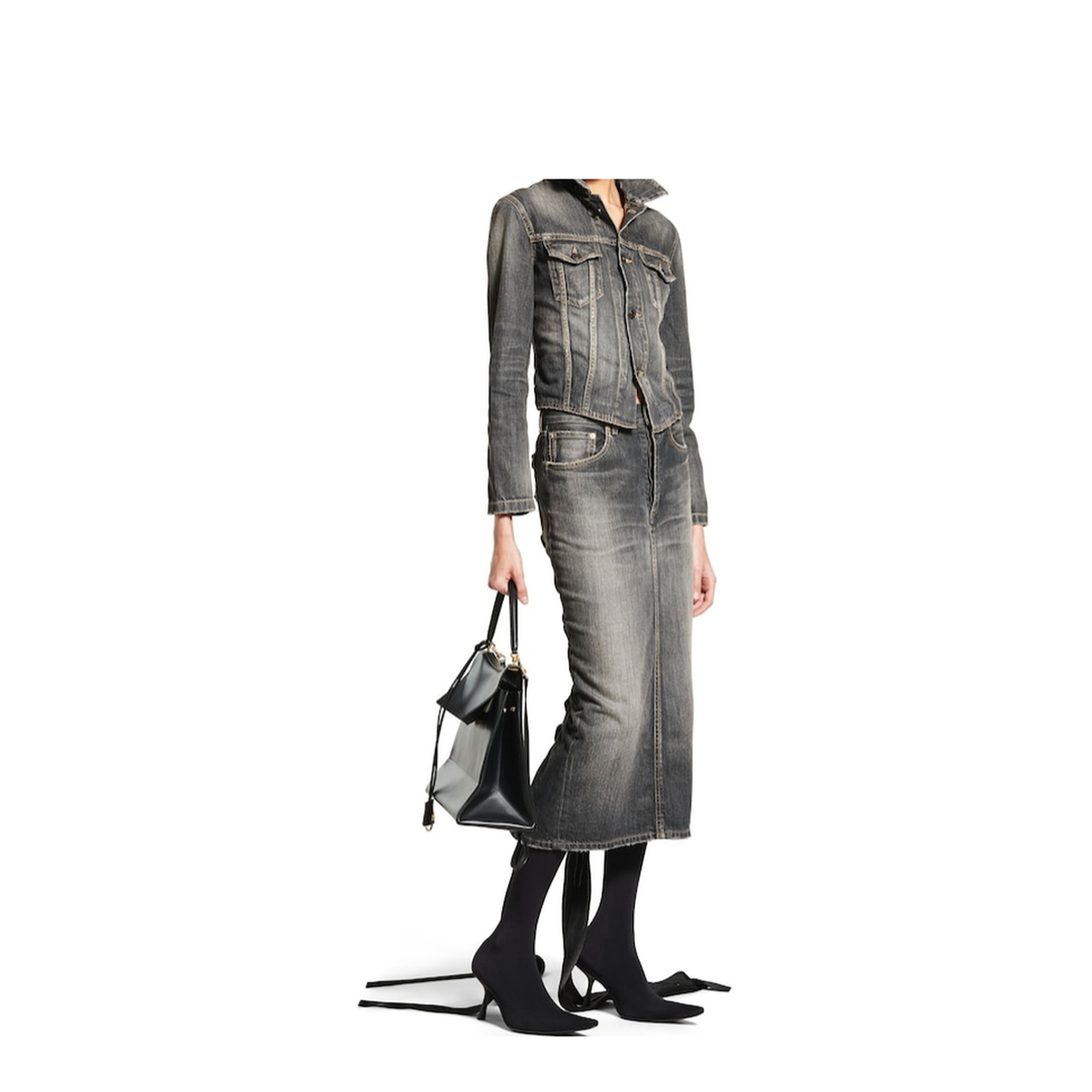 Skirt with Lace in Smoke Gray