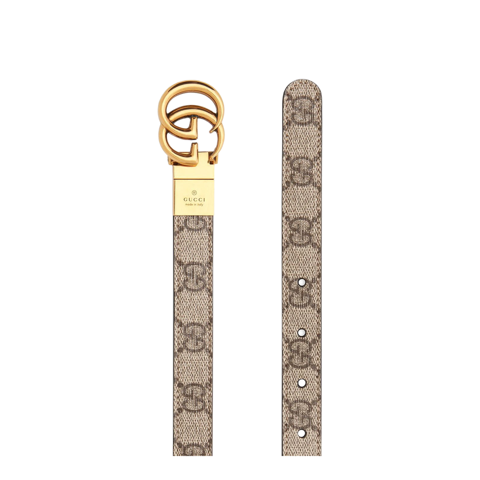 Marmont Reversible Thin Belt in Beige, Ebony & Black