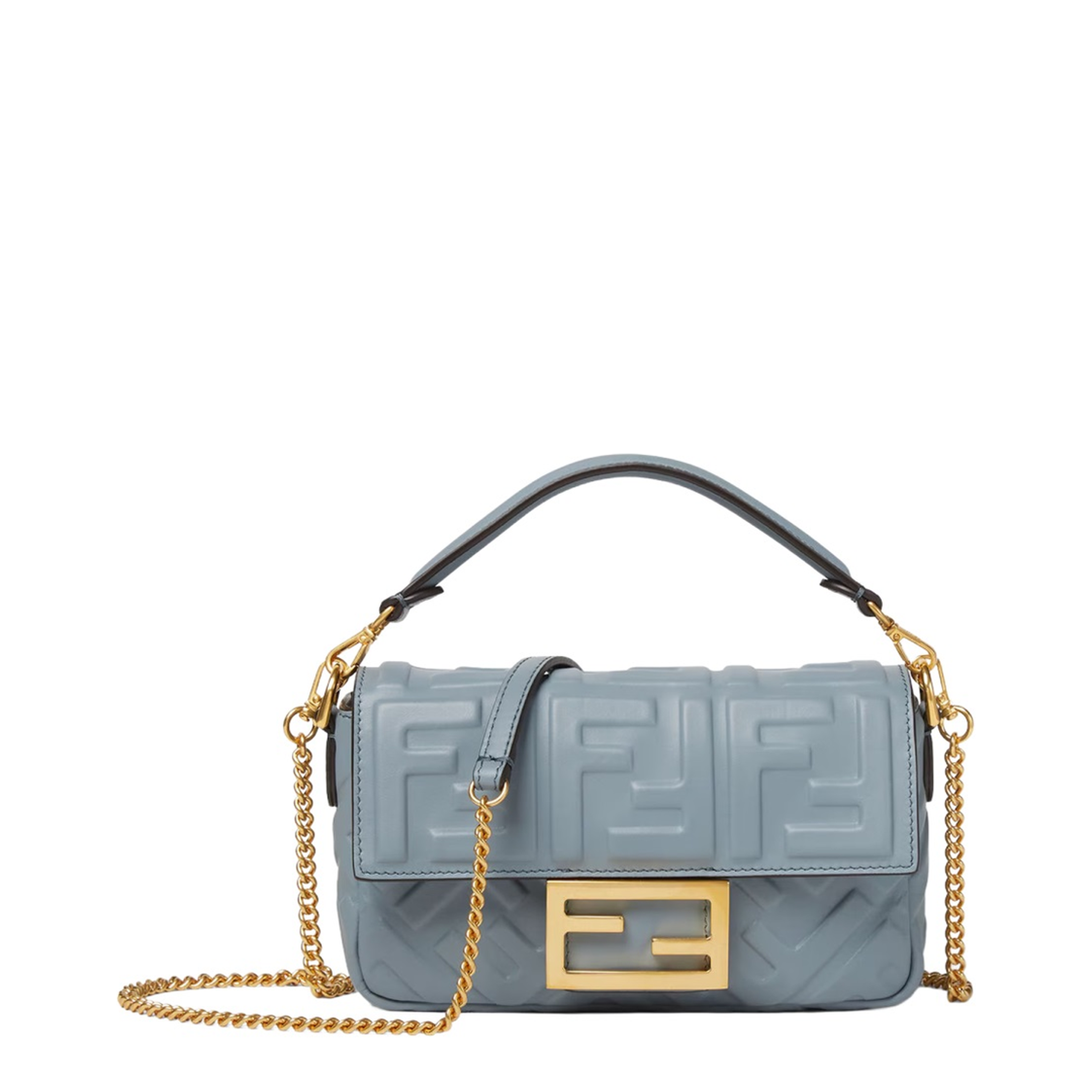 Baguette Mini Calfskin Shoulder Bag - Mercury Blue