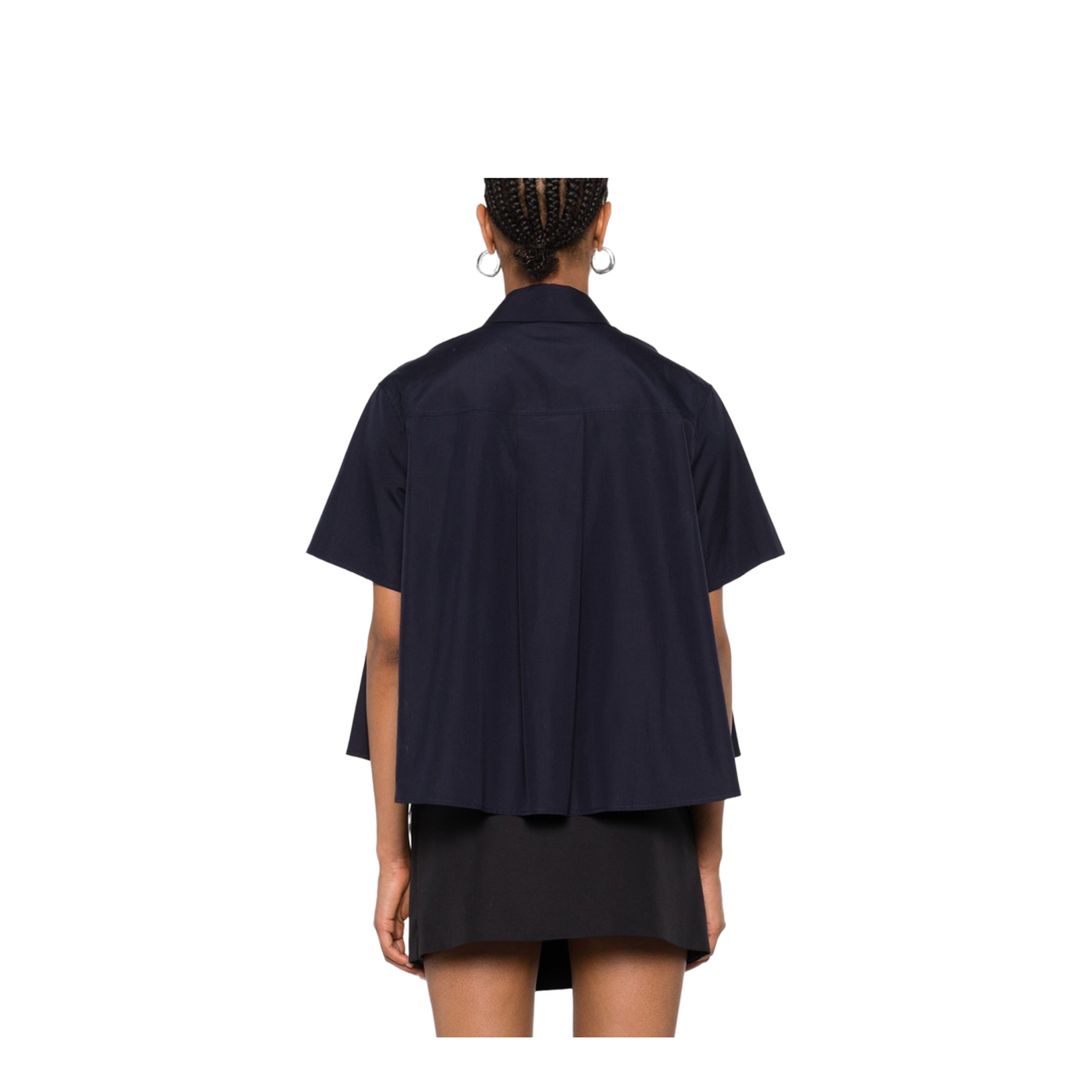 Short Sleeve Trapeze Shirt in Cotton Blue
