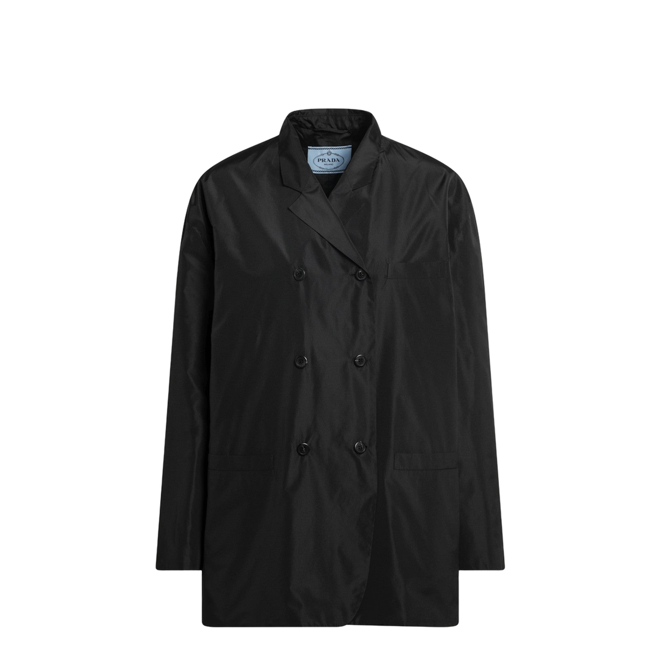 Black Double-Breasted Technical Taffeta Jacket