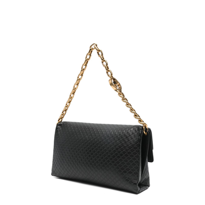 Large GG Leather Shoulder Bag - Black